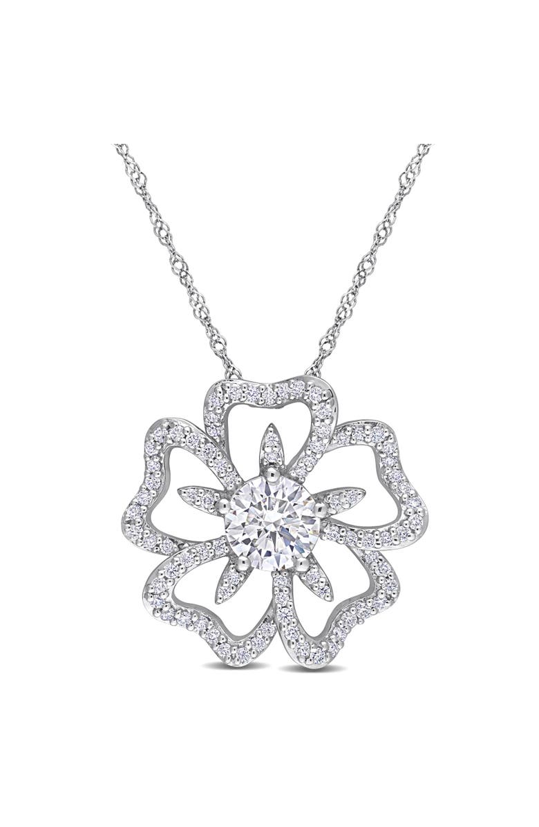 Julianna B. Moissanite Flower Pendant, Main, color, Sterling Silver