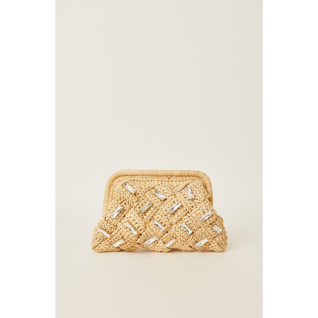 Btb Los Angeles Gigi Crystal Clutch In Natural