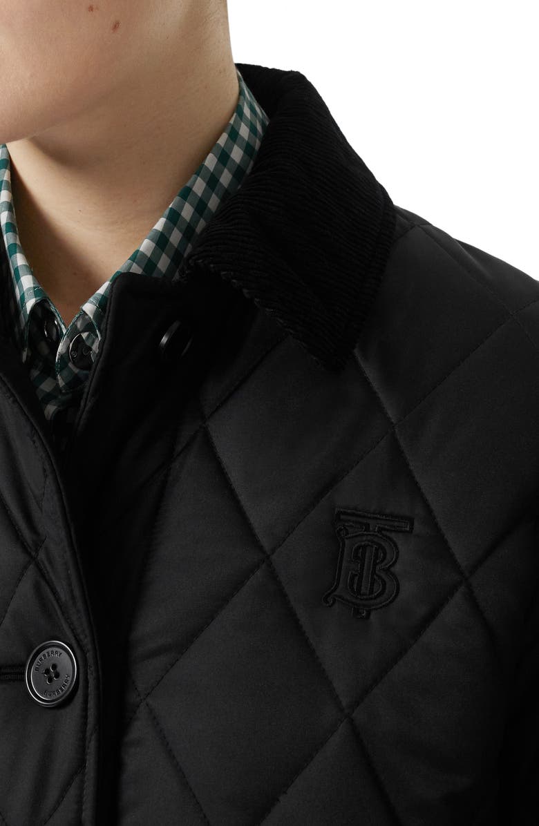 Burberry Dereham Monogram Logo Quilted Coat, Alternate, color, 