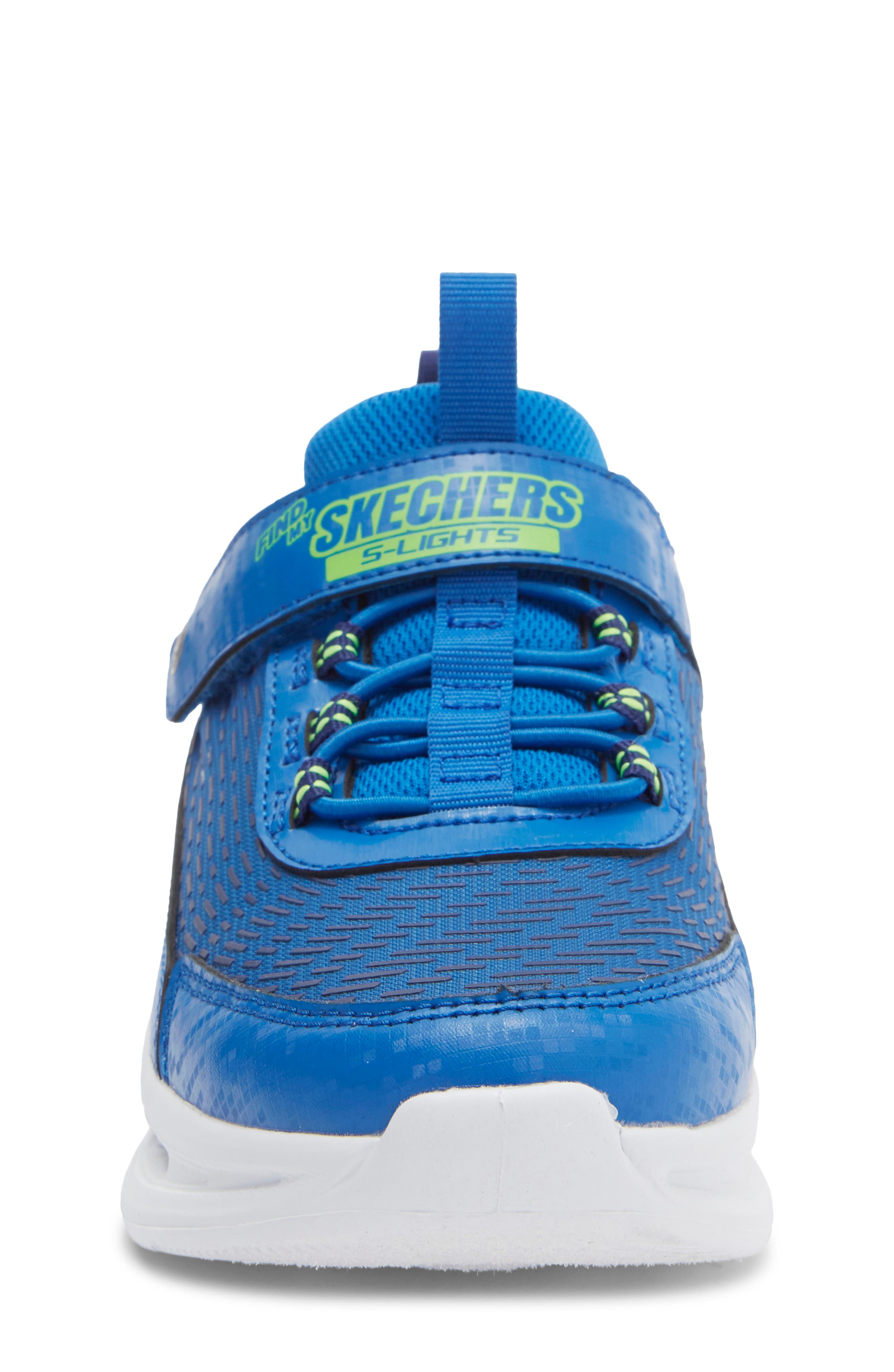SKECHERS Kids' S-Lights Where's My Skechers? Sneaker, Alternate, color, Blue Lime
