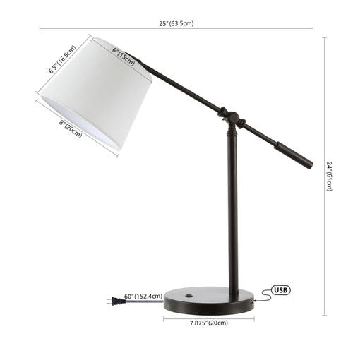 Jonathan Y Troy 24" Classic Contemporary Iron Led Task Lamp With Usb Charging Port, Oil Rubbed Bronz In Oil Rubbed Bronze