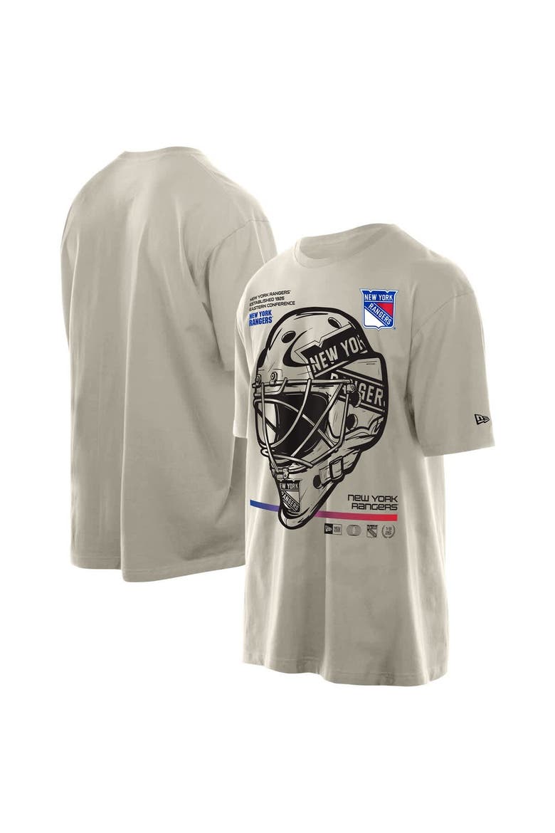 Men's New Era Tan New York Rangers Goalie Mask T-Shirt, Main, color, Tan