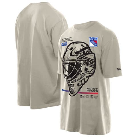 Men's New Era Tan New York Rangers Goalie Mask T-Shirt