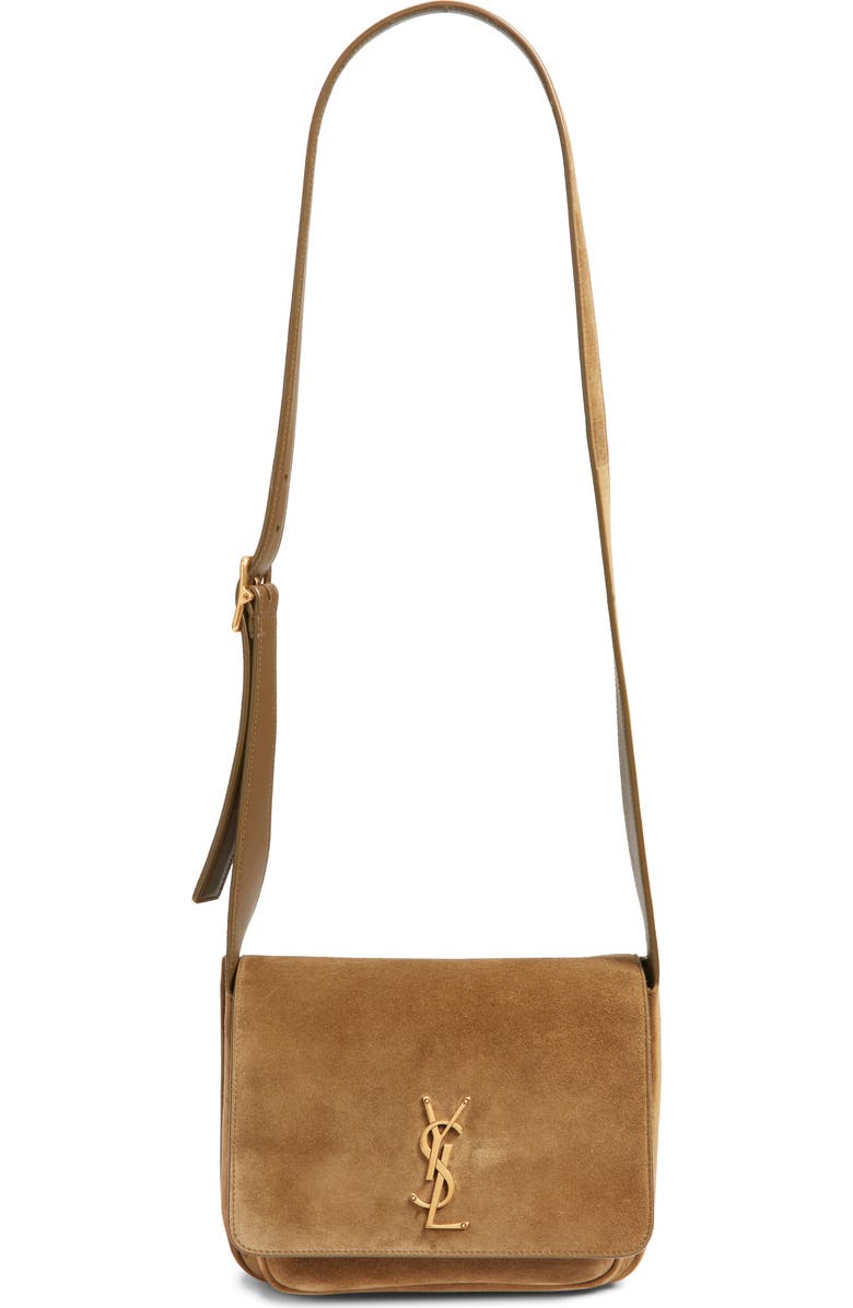 Saint Laurent Niki Suede Crossbody Bag, Main, color, Barley Green