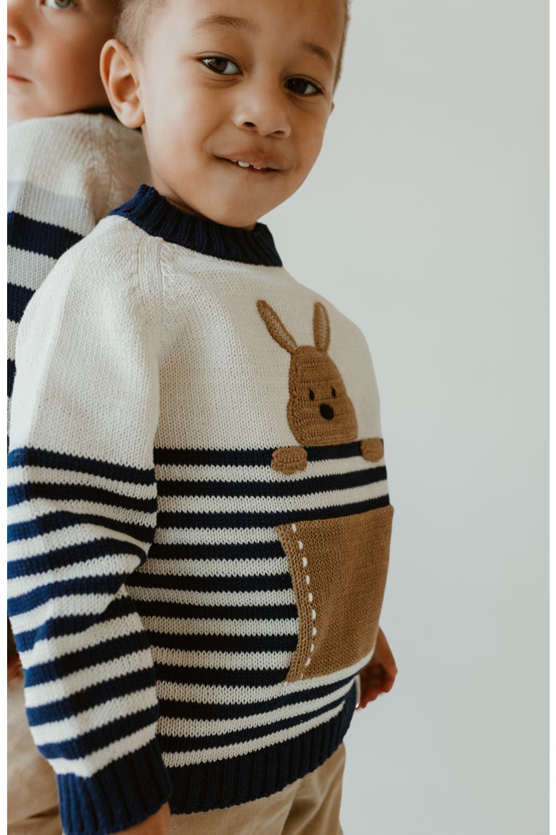 Kangaroo Sweater, Alternate, color, Navy, brown and Ivory