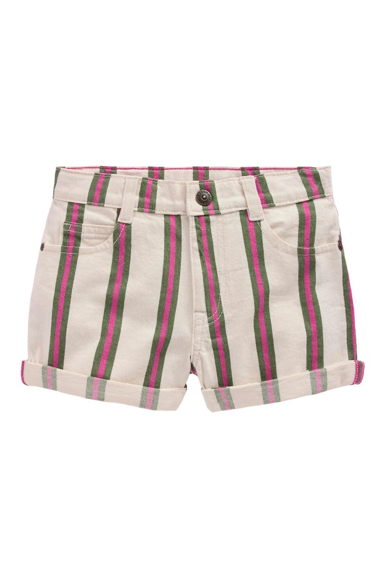 Kids' Stripe Denim Shorts, Main, color, IVORY/ GREEN/ PINK STRIPE