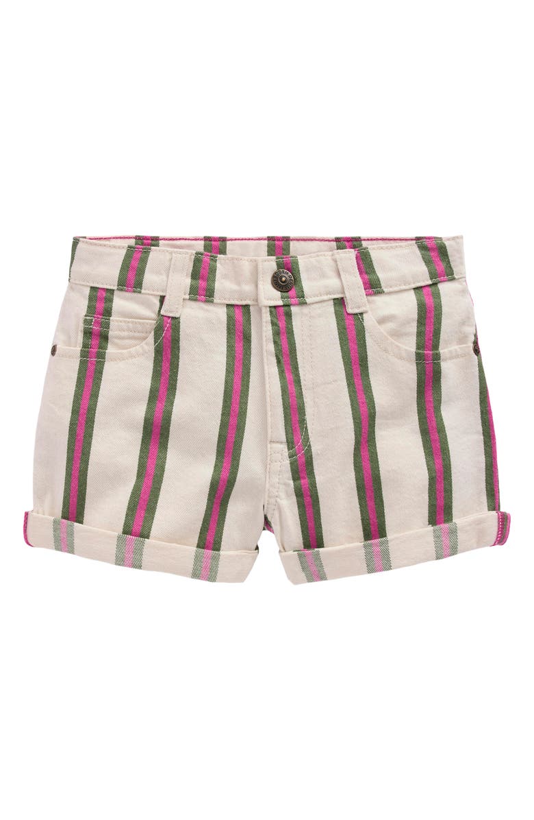 Mini Boden Kids' Stripe Denim Shorts, Main, color, Ivory/ Green/ Pink Stripe