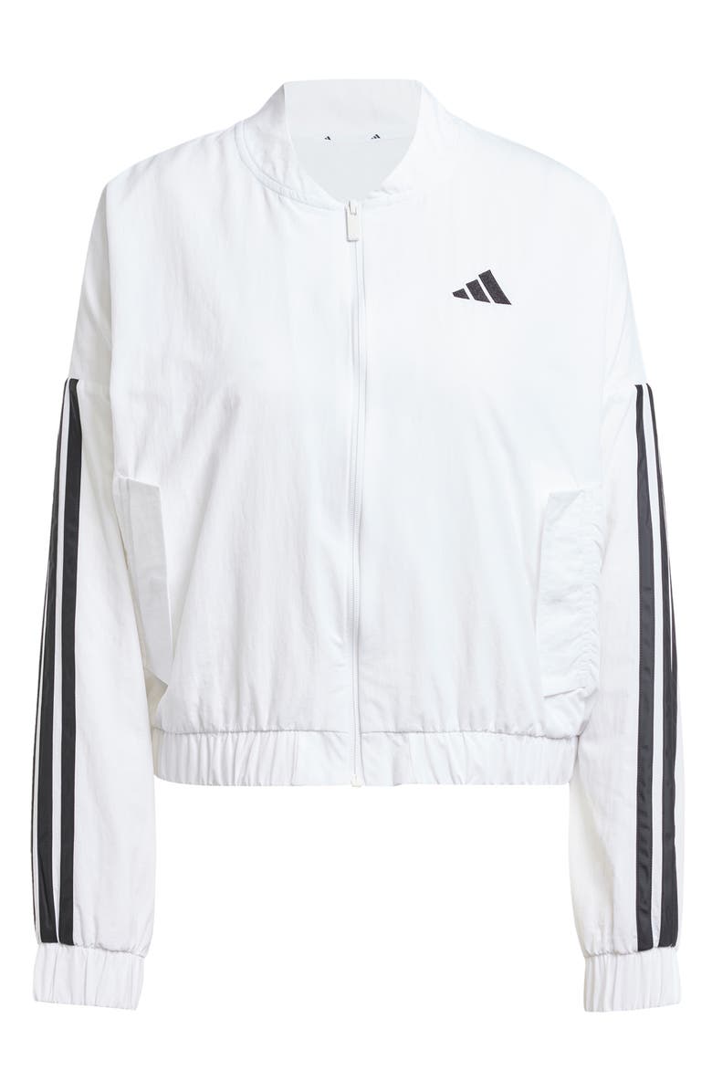 adidas 3-Stripes Woven Bomber Jacket, Alternate, color, White/ Black
