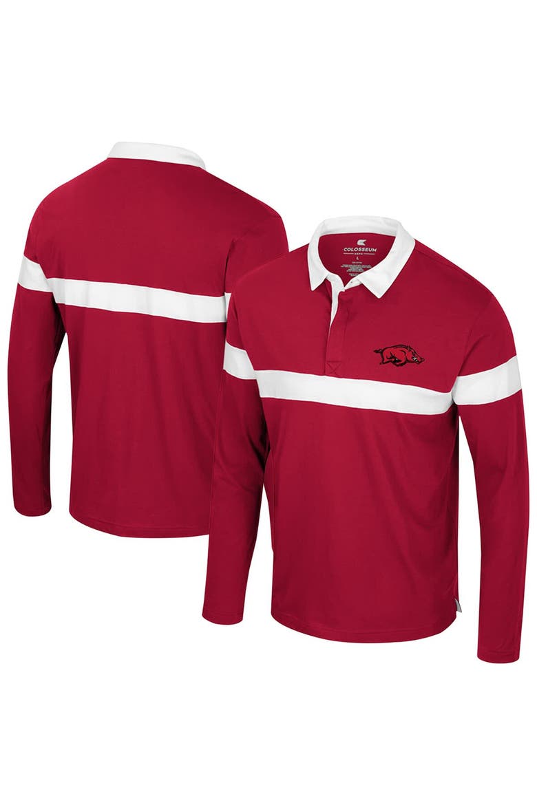 Men's Colosseum  Cardinal Arkansas Razorbacks Too Cool For School Long Sleeve Polo, Main, color, Cardinal