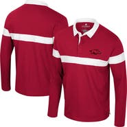 COLOSSEUM Men's Colosseum  Cardinal Arkansas Razorbacks Too Cool For School Long Sleeve Polo