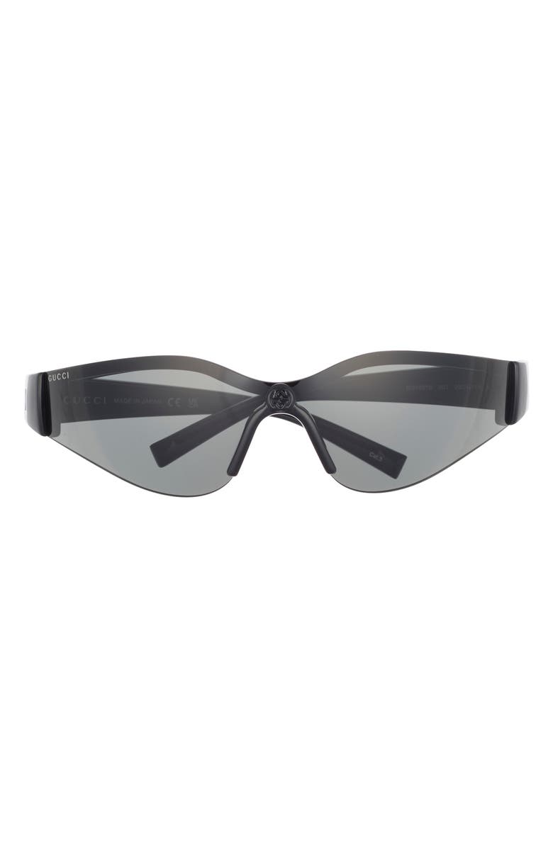Gucci 99mm Shield Sunglasses, Main, color, Black Black Grey
