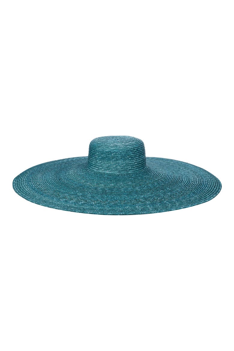 Wheat Straw Oversized Brim Hat, Main, color, TEAL
