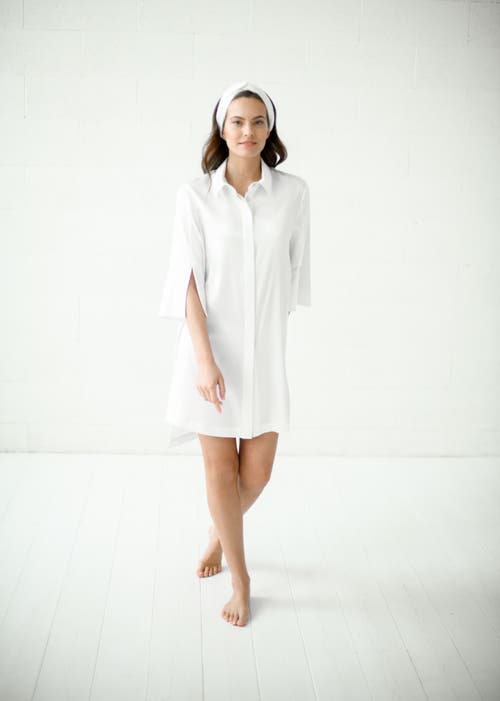 Alas Silk Long Shirt Dress In White