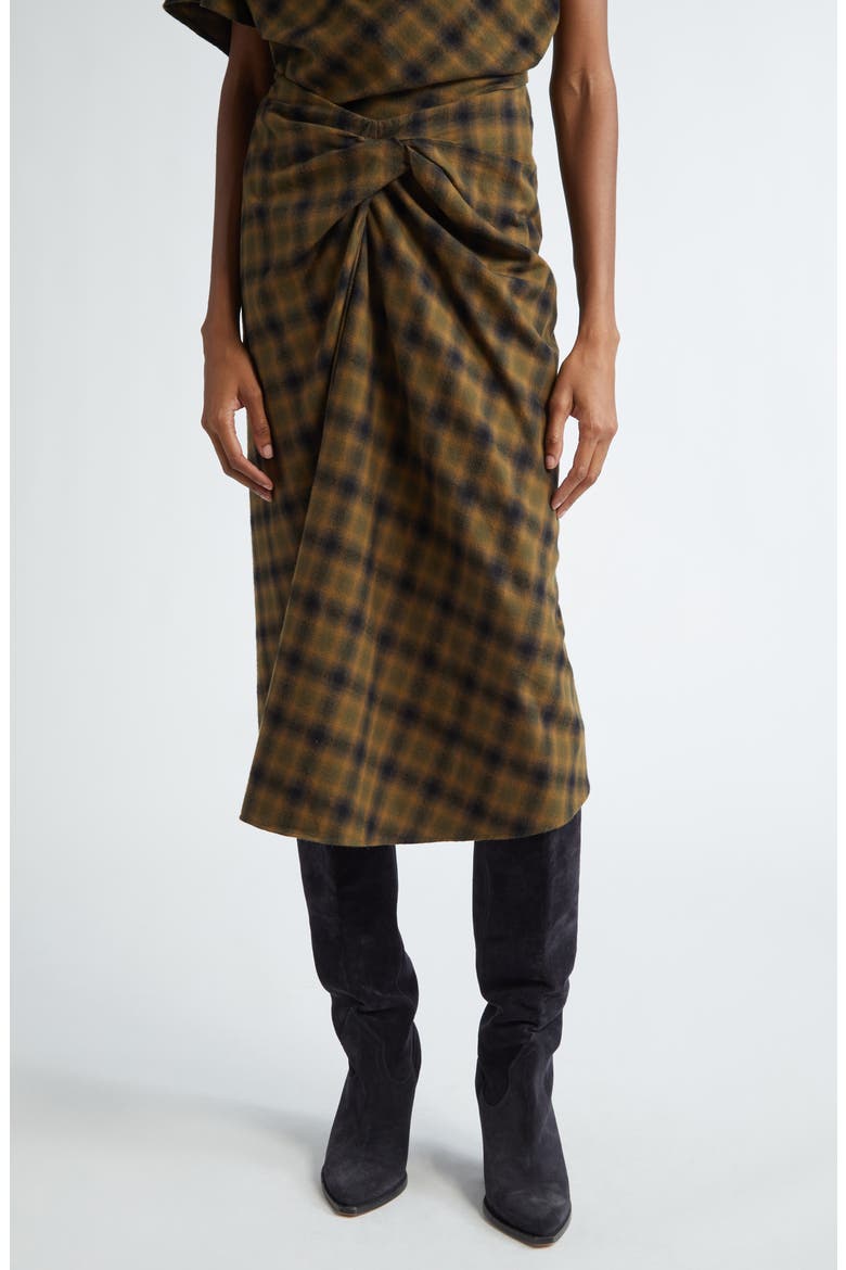 Tijuana Plaid Cotton Skirt, Main, color, KHAKI/ KHAKI