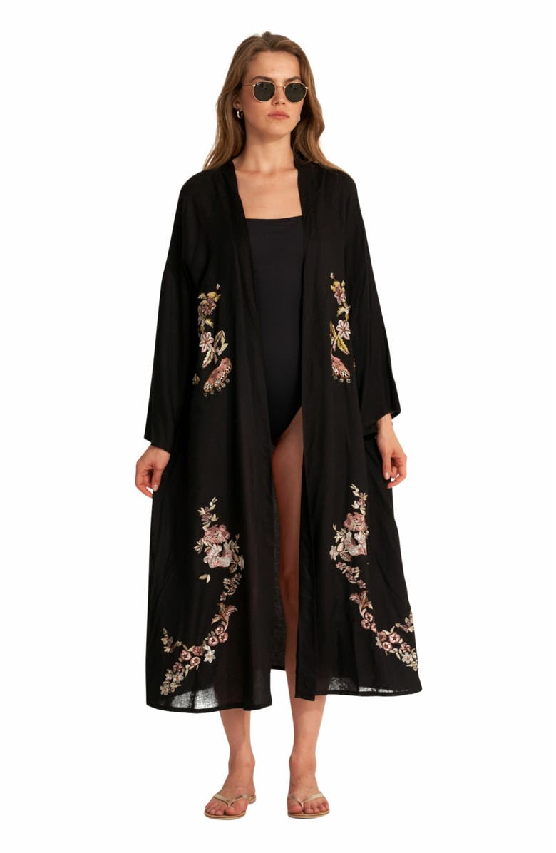 Gottex Beach Life Peacock Swim Cover Up Kimono, Main, color,