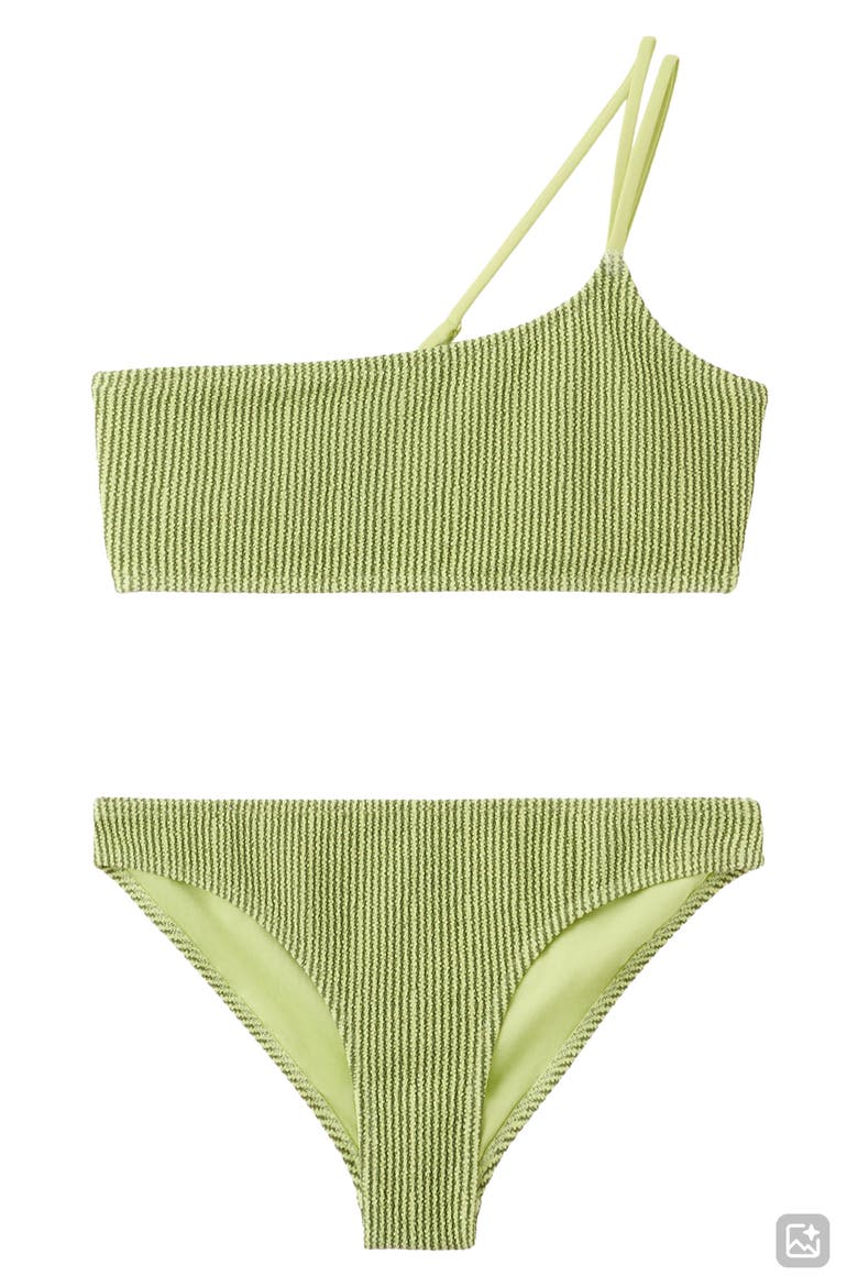 Asymmetric Textured Two-Piece Swimsuit, Alternate, color, GREEN