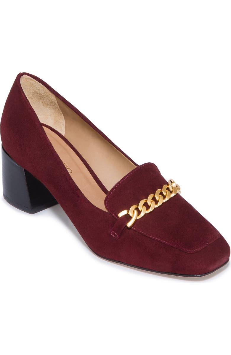 Bernardo Footwear Avery Chain Loafer, Main, color, Aubergine Kid Suede