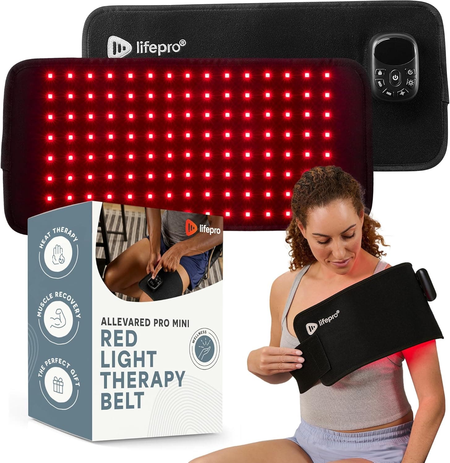Lifepro Allevared Mini Red Light Therapy Belt Mini 660nm & 850nm Infrared Red Light in Black at Nordstrom