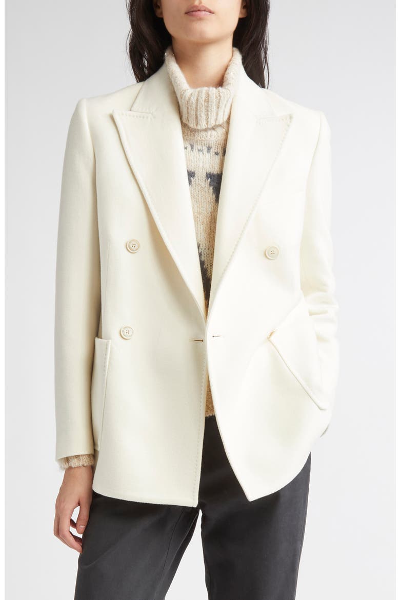 Double Breasted Wool Blazer, Main, color, 01 WHITE