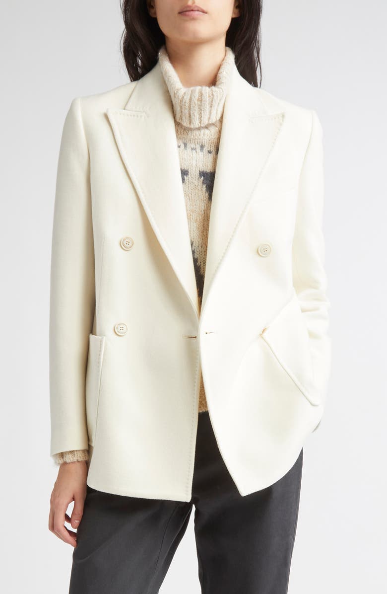 Eleventy Double Breasted Wool Blazer, Main, color, 01 White