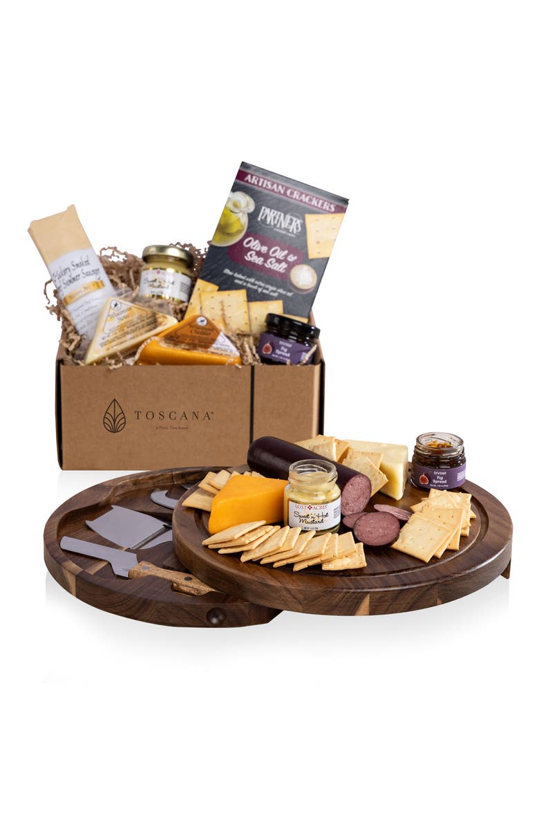 Toscana Acacia Circo Cheese Board with Gourmet Gift Pack, Main, color, 