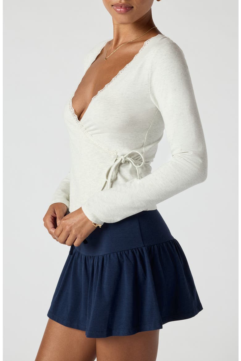 Stretch Jersey Wrap Top, Alternate, color, HEATHER ICE