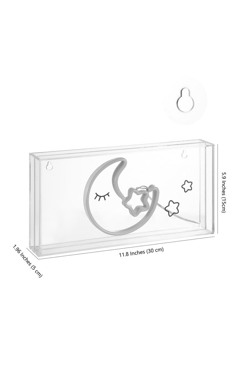 JONATHAN Y Moon Contemporary Glam Acrylic Box USB Operated LED Neon Light, Alternate, color, Pink/Yellow