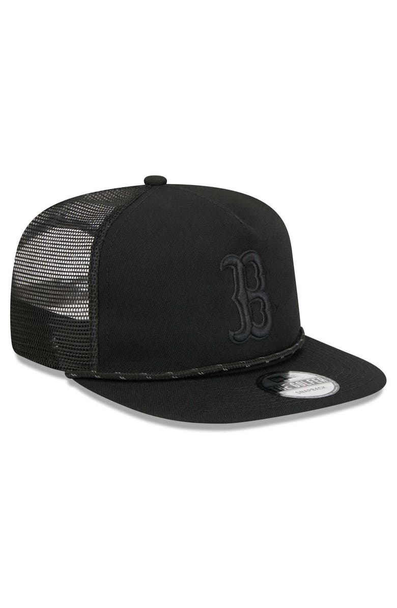 New Era Men's New Era Boston Red Sox Black on Black Meshback Golfer Snapback Hat, Alternate, color, 