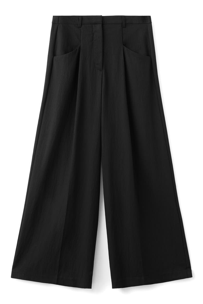Straight Fit Lyocell Blend Wide Leg Pants, Alternate, color, BLACK