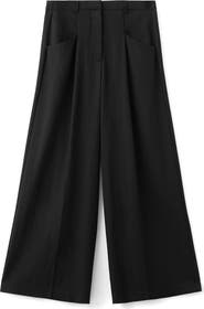 MANGO Straight Fit Lyocell Blend Wide Leg Pants