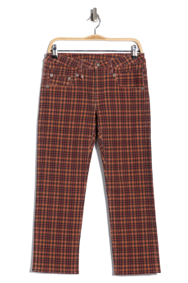 Plaid High Waist Ankle Straight Leg Jeans, Alternate, color, PRINTED AUBURN PLAID