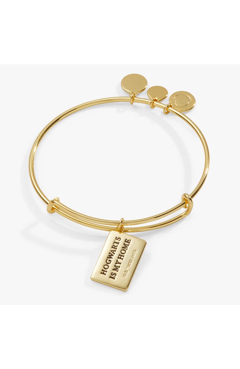 Alex and Ani Harry Potter<sup>™</sup> Acceptance Letter Charm Bangle Bracelet, Alternate, color, Gold