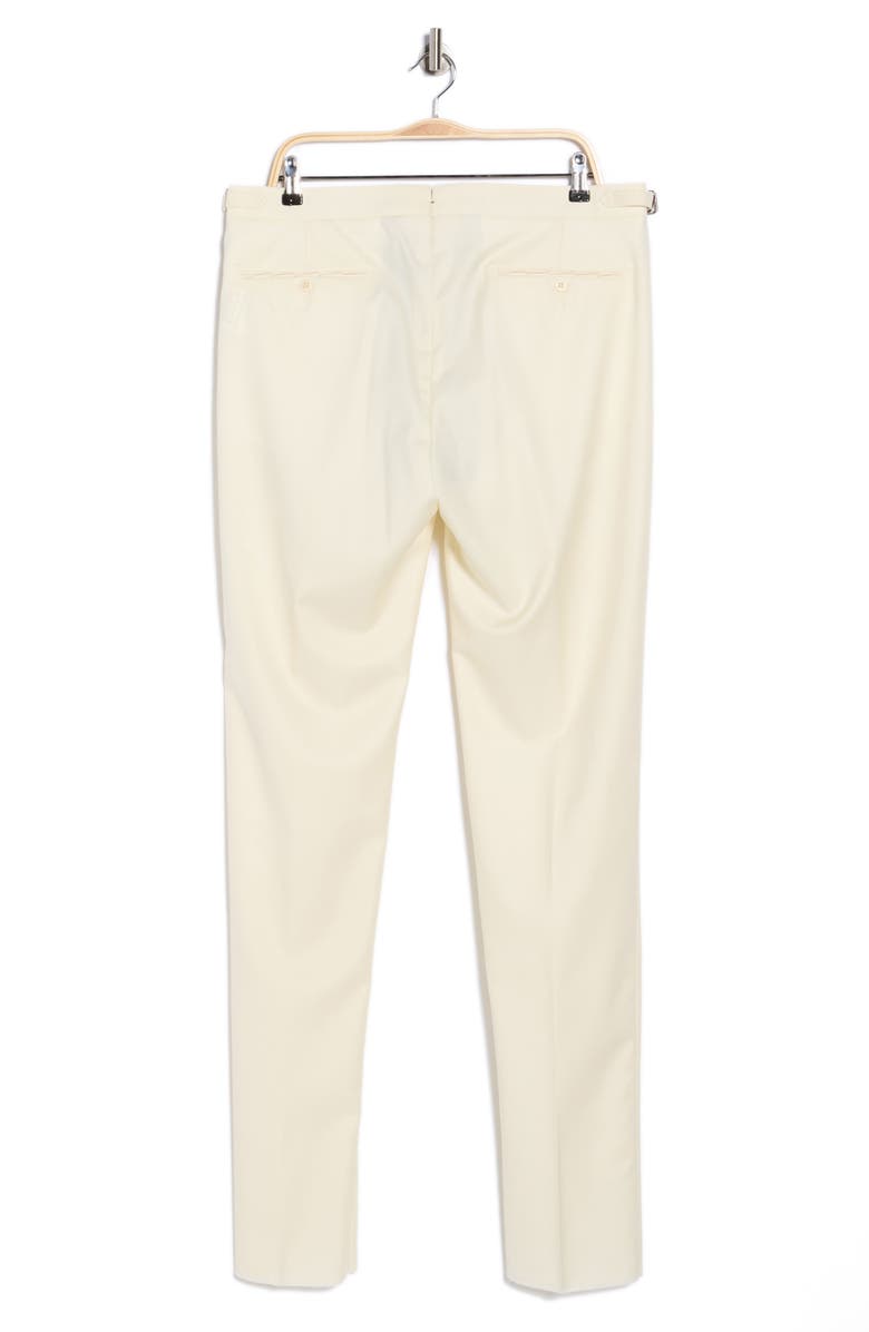 Zanella Danny Pleated Solid Wool Dress Pants, Alternate, color, Cream