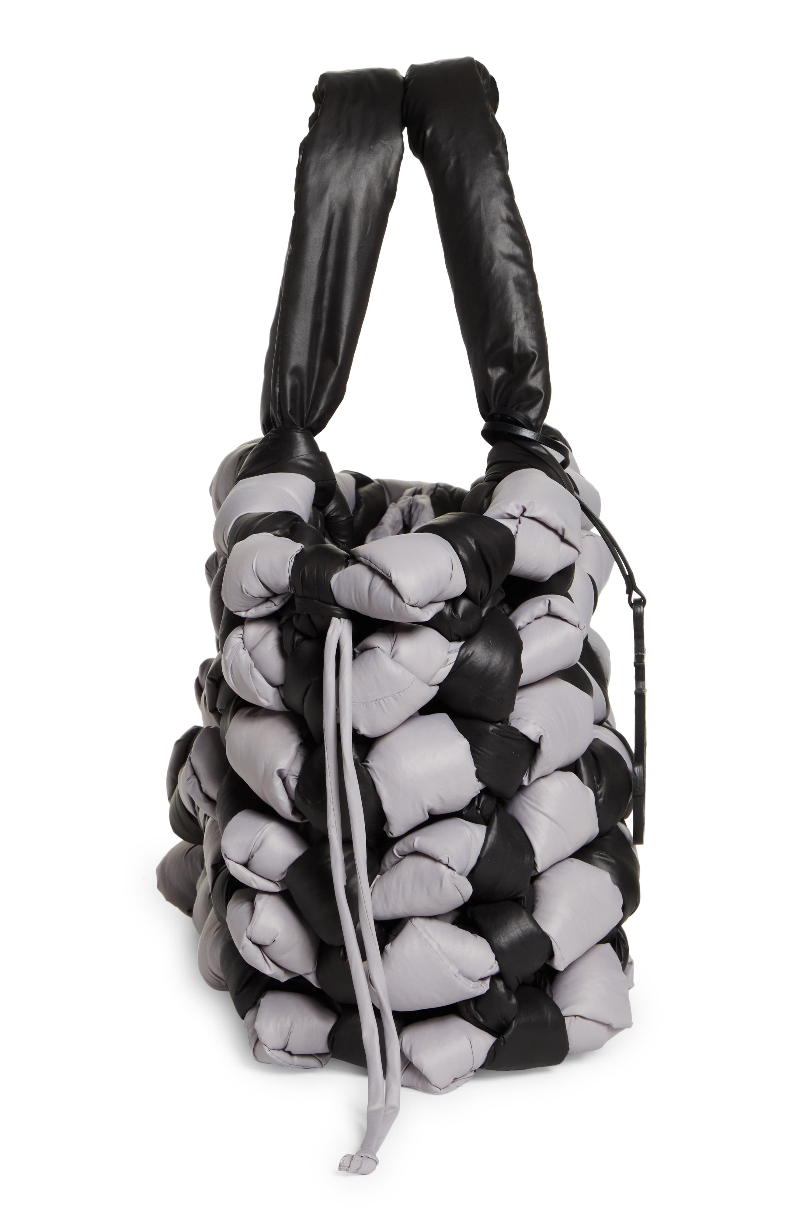 Knotted Leather Tote, Alternate, color, BLACK/ GREY