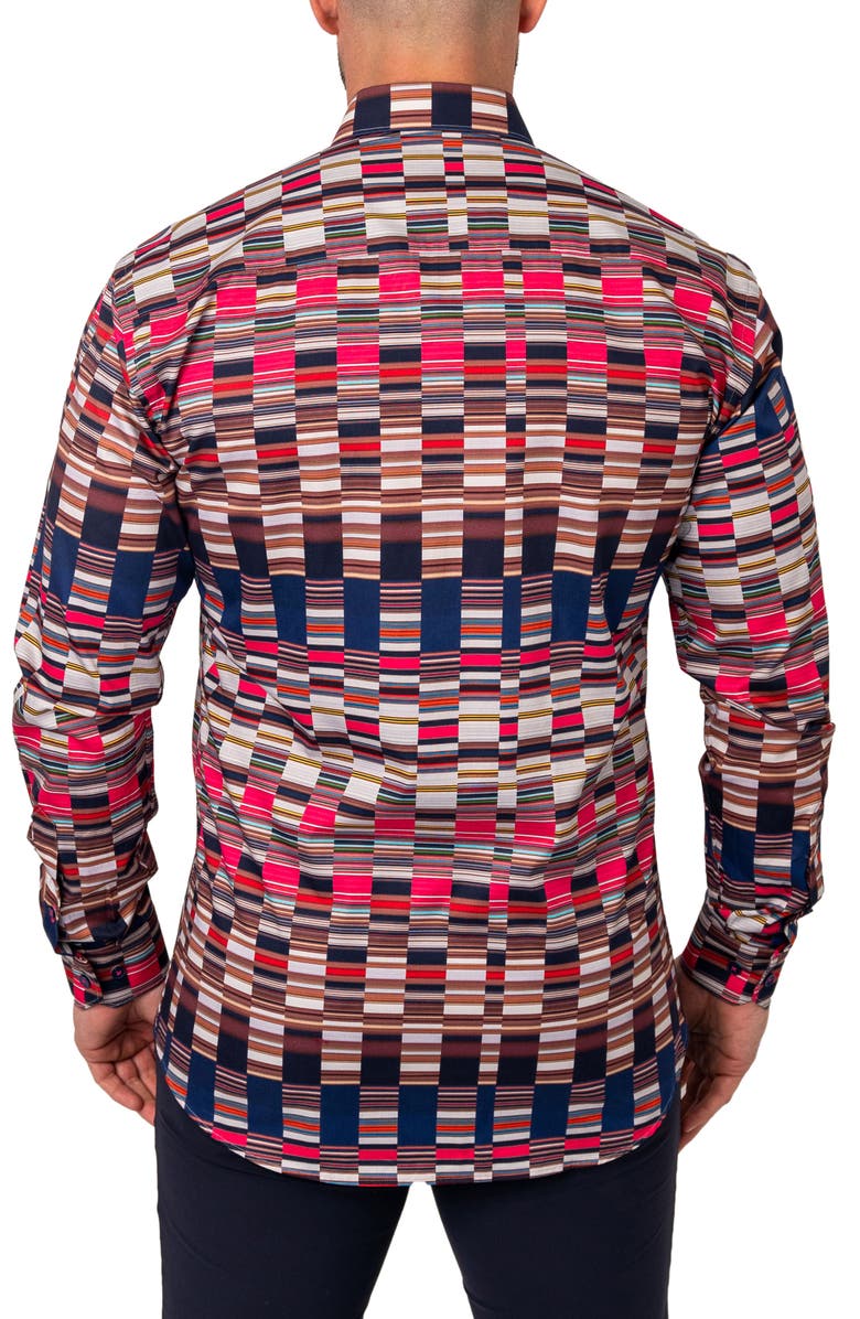 Maceoo Fibonacci Mirrors Cotton Button-Up Shirt, Alternate, color, Pink