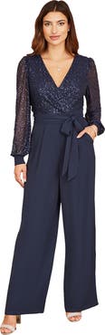 Yumi Long Sleeved Sequin Jumpsuit