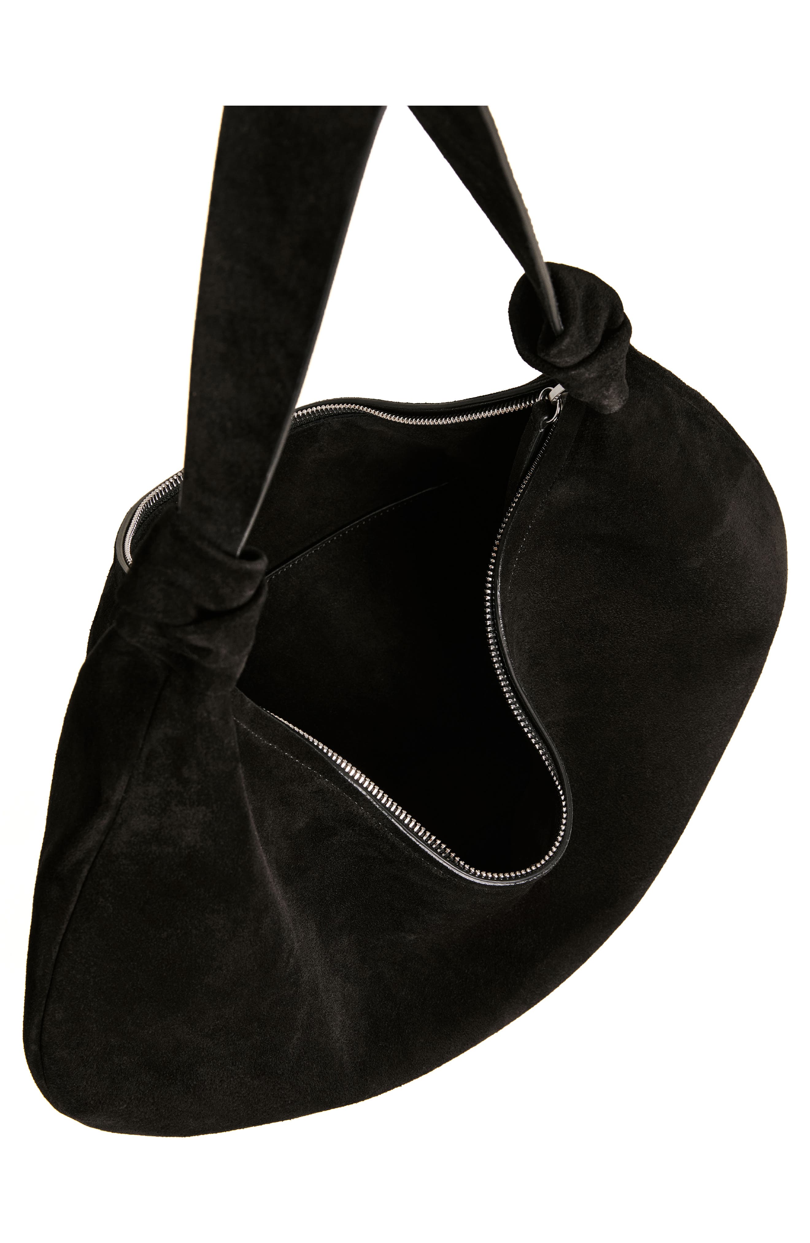 Reformation Rhea Suede Hobo Bag, Alternate, color, Black Suede
