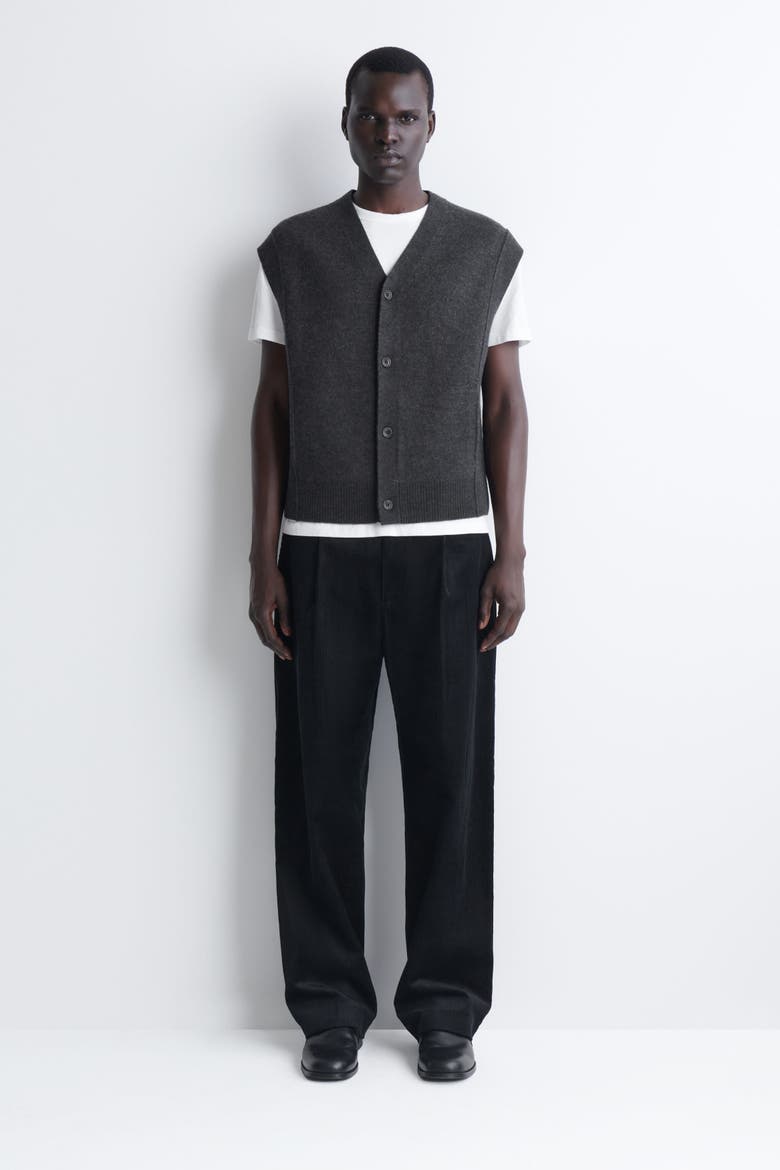 Buttoned Boiled-Wool Vest, Alternate, color, CHARCOAL MÉLANGE