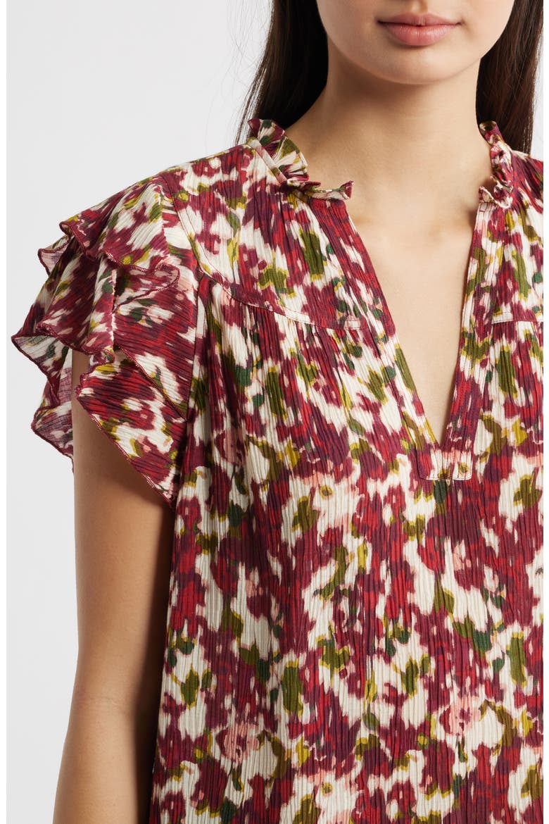 Calista Floral Flutter Sleeve Top, Alternate, color, CARDINAL FLORAL