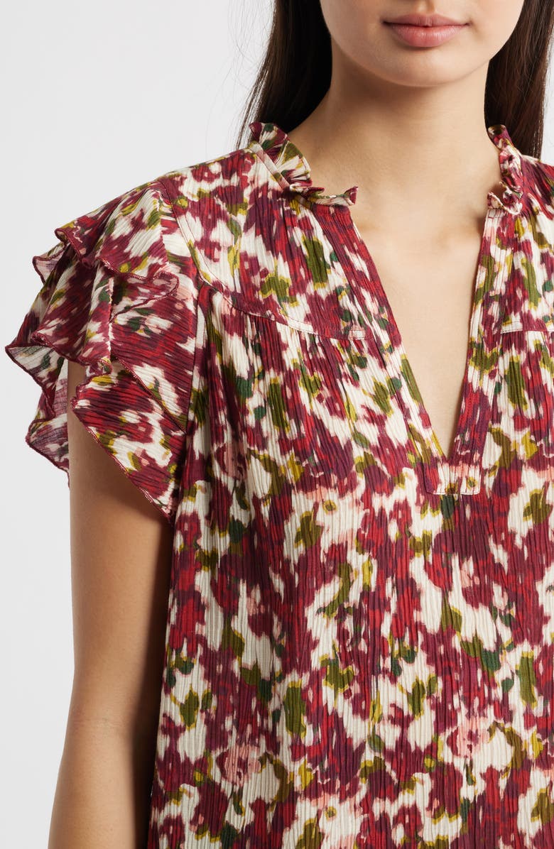 Rails Calista Floral Flutter Sleeve Top, Alternate, color, Cardinal Floral