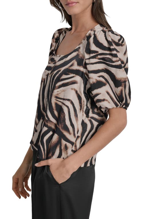 Dkny Zebra Print Cold Shoulder Top In Neutral