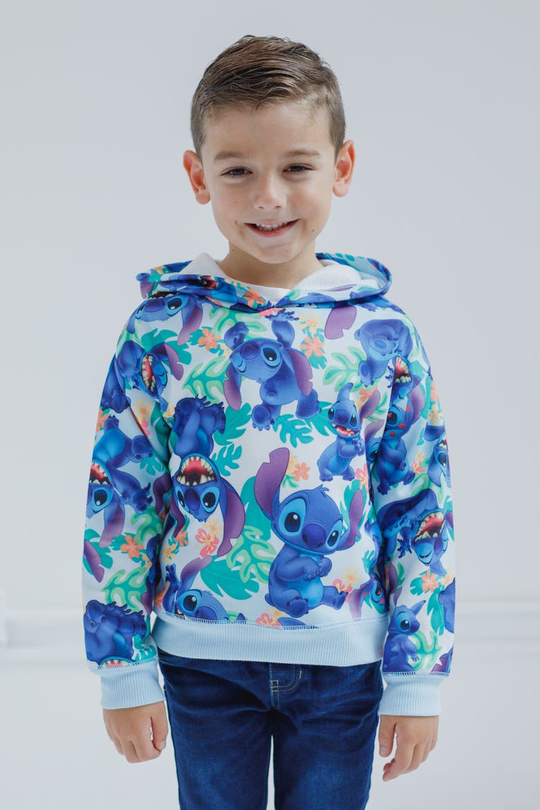 Lilo & Stitch Fleece Pullover Hoodie, Alternate, color, Stitch Tropical Blue