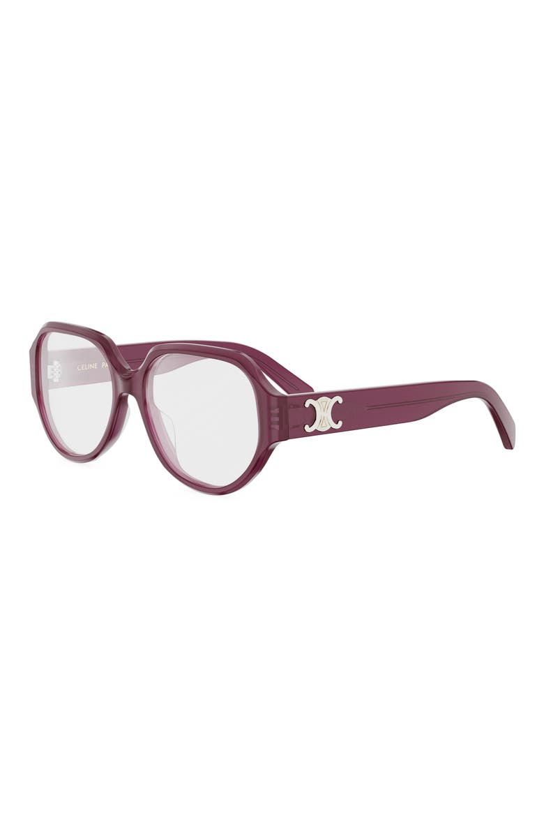 Triomphe 56mm Geometric Eyeglasses, Alternate, color, SHINY BORDEAUX