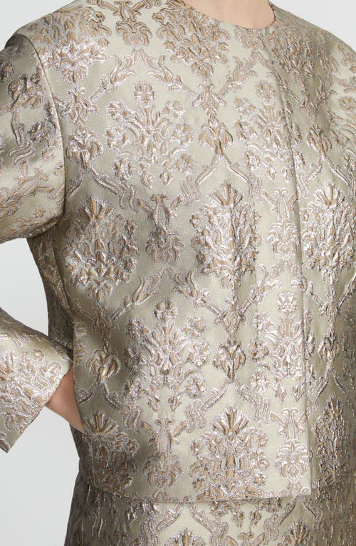 Lafayette 148 New York Baroque Metallic Botanical Brocade Collarless Jacket In Natural Multi