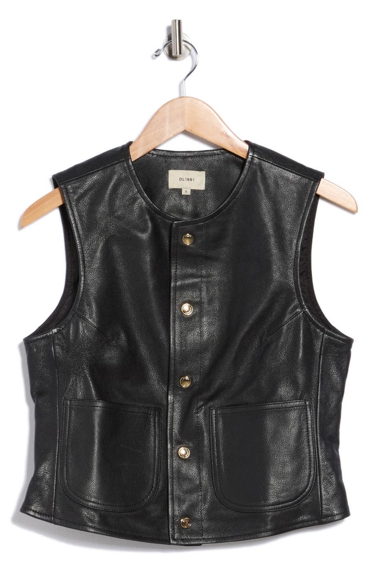 Leather Vest, Alternate, color, OBSIDIAN