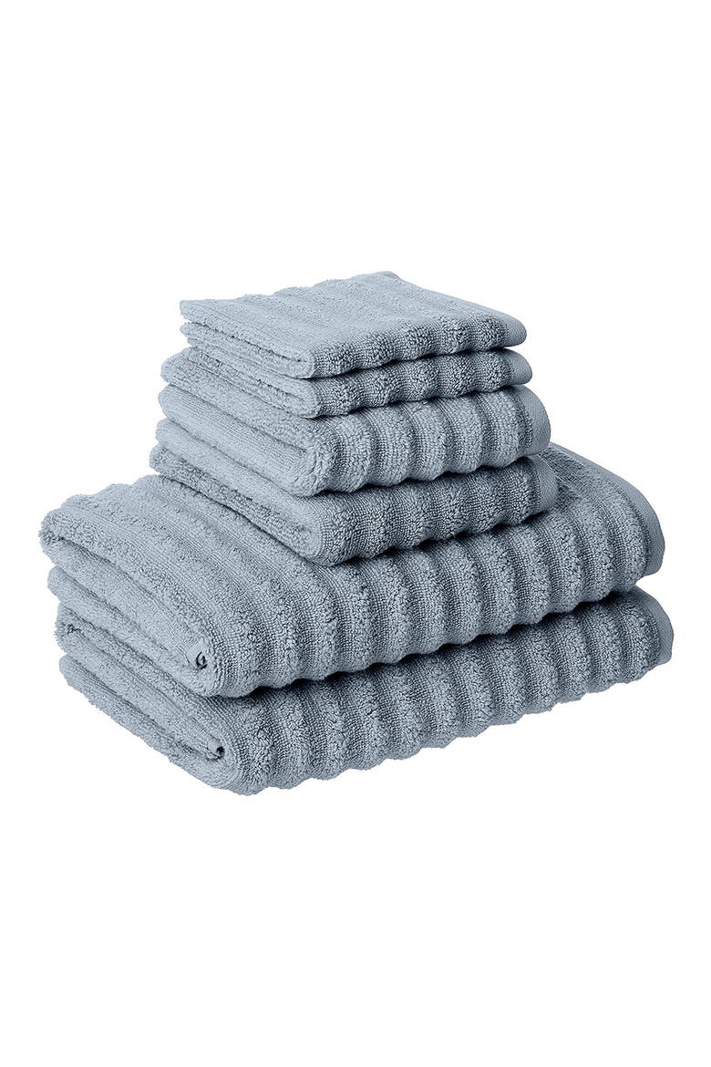 Luxury Spa Collection Wavy Quick Dry 6-Piece Towel Set - Spa Blue, Main, color, spa-blue
