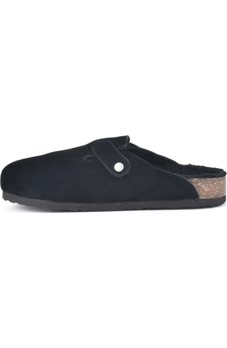 White Mountain Footwear Bari Faux Shearling Footbed Suede Mule, Alternate, color,