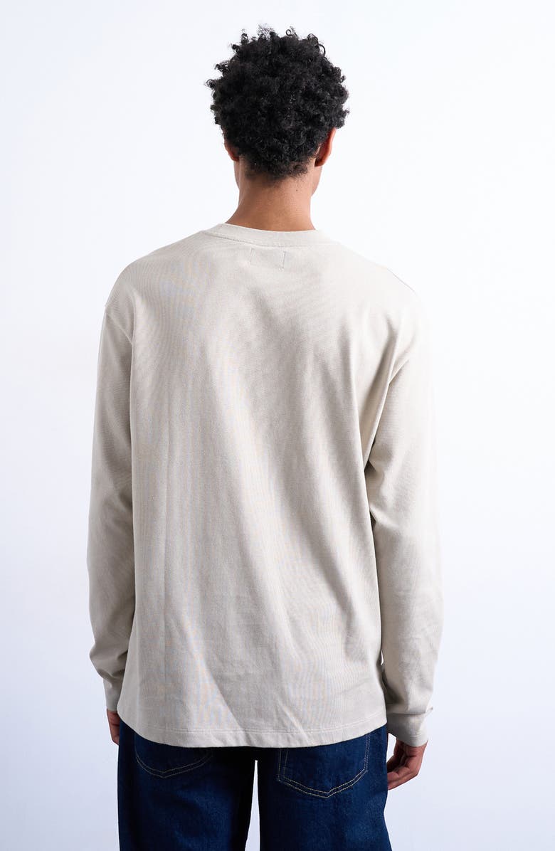 Topman Relaxed Fit Long Sleeve Cotton Rib T-Shirt, Alternate, color, Stone