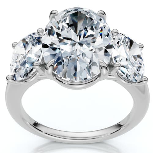 Bliss Diamond Certified 6ct Three Stone Oval Diamond Anniversary Engagement Ring Lab Grown 14k In 14k White Gold