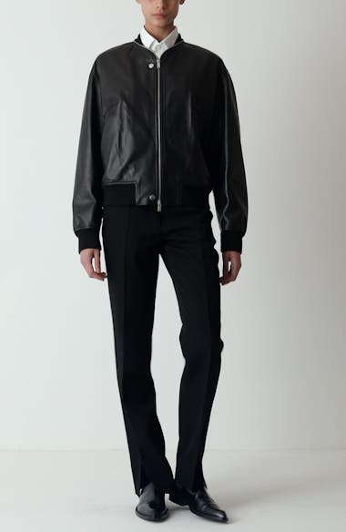 Jil Sander Leather Bomber Jacket | Nordstrom
